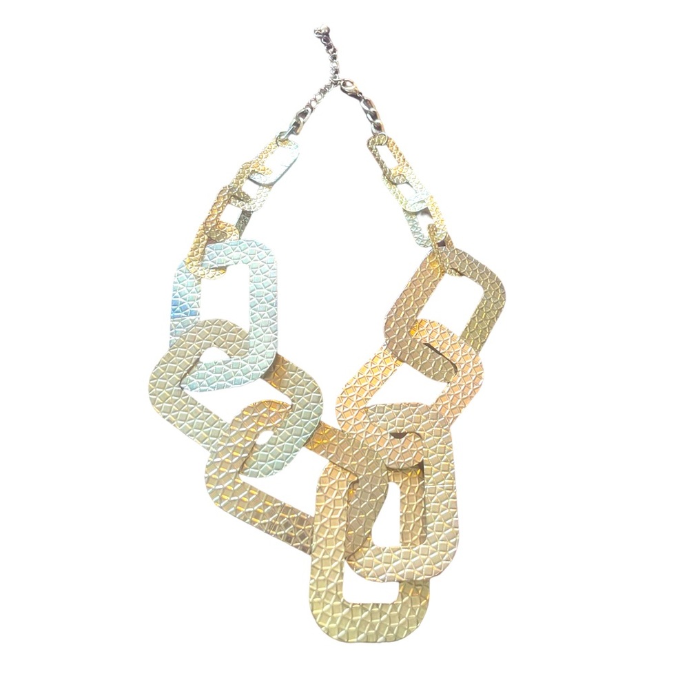 Gold Rhinestone Chain Link Statement Necklace - image 1